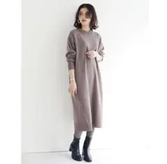 chocol raffine robe バックスリットニットワンピース モカ