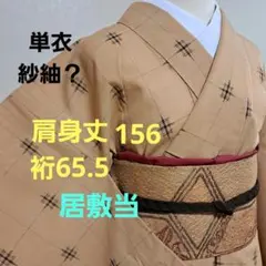 紬(単衣) (織出し格子文様 梅染色系 細身体型 裄66㌢) - メルカリ