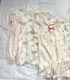 西松屋 花柄コットンツーウェイ ドレスオール 50-60 ロンパース3枚セット