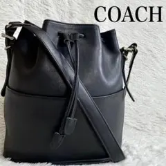 美品 オールドコーチ グラブタンレザー 巾着 ショルダーバッグ タッセル 黒