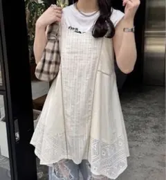 kastaneパッチワークコットンキャミワンピース
