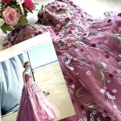 エメ　カタログ表紙掲載　紫陽花モチーフ 刺繍＆ビジュー飾り　ステージドレス