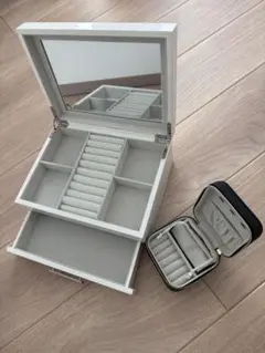 アクセサリーケース（ミラー付き）、ジュエリーボックス2点セット