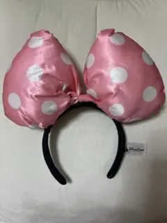 海外　ディズニー　フロリダ　リボン　水玉　カチューシャ　ピンク