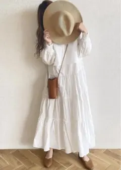 Mysa&Liina レイヤードシャーリングティアードワンピース Mサイズ