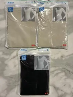 ユニクロ エアリズム UVカットUネックT(八分袖) 3枚セット サイズL