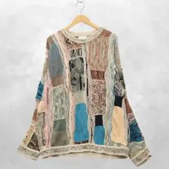 COOGI クージー 90s ヴィンテージ 総柄 3D ニット セーター Lのサムネイル