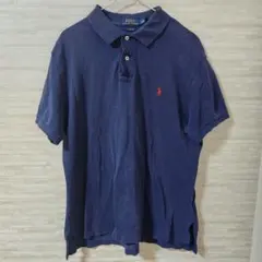 【L】ポロラルフローレン ポロシャツ 鹿の子 ネイビー 現行タグ