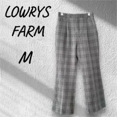 ローリーズファーム タックパンツ ズボン チェック柄 オフィス お出かけ 灰色M