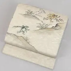 名古屋帯 刺繍 カメレオン 薄グレー×白 紗 太鼓柄 お仕立て込み - メルカリ