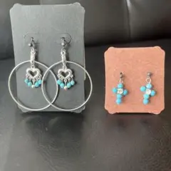 ターコイズビーズ ピアスセット