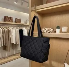 【大人気】キルティング トートバッグ ブラック A4軽量 大容量 マザーズバッグ