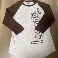 STUSSY ラグランスリーブ Tシャツ ホワイト/ブラウン