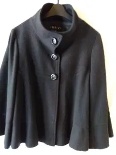 INDIVI ブラック ケープコート 40
