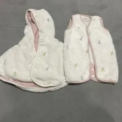 花柄フード付きポンチョ70-80cm ベスト50-70cm