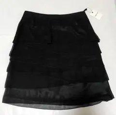 ★新品★未使用【INDIVI】サイズ42フリルスカート(ブラック黒)