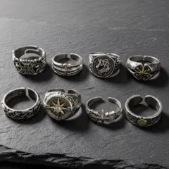【半額セール！】リング8点セット ヴィンテージ アクセサリー メンズ シルバー