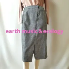 アースミュージック&エコロジー チェック柄タイトスカート グレー白黒