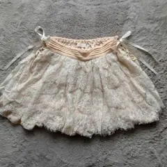 LIZ LISA アイボリー 総レース サイドリボン フレアスカパン