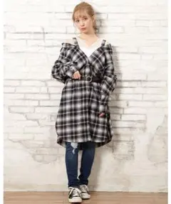 INGNI　オフショル2WAYチェック柄ロングシャツワンピ