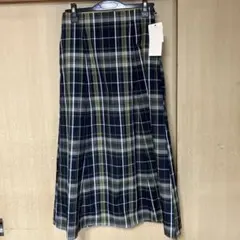 grove チェック　スカート　カーキ　グリーン　WORLD WORLD ロング