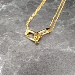 ゴールドメッキ S925 二重チェーンネックレス U字 南京錠 アンカー