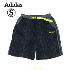 adidas neo ダークグレー ショートパンツ　Sサイズ　ネオンイエロー