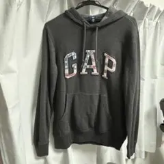 GAP パーカー ダークグレー 星条旗ロゴ XS
