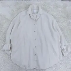 美品＊スピックアンドスパン リネンビッグシャツ 定価1.4万 ストライプ