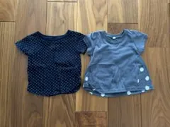 無印良品 西松屋ベビー 半袖Tシャツ 2枚 ドット柄 ネイビー 70cm 保育園