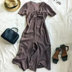 ZARA ロングワンピース　ブラウン