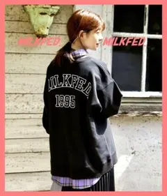 ☆ミルクフェド☆超美品♪完売バックビッグロゴVネックオーバーサイズスウェット