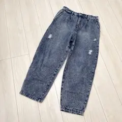 【訳あり特価】　パレグレッグジーンズ　レディース　デニム　ダメージ　ゆったり