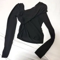 オフショル トップス ワンショルダー ネックスリム ブラック Mサイズ