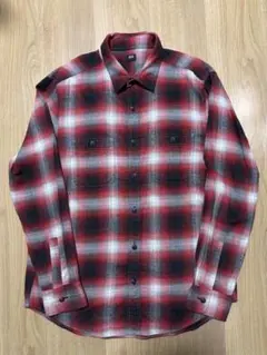 UNIQLO ユニクロ L オンブレチェックシャツ シャドーチェック レッド