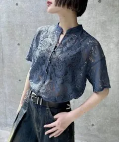 【新品タグ付き】 PAGEBOY レースバンドカラーシャツ