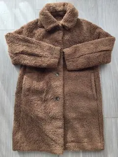 ユニクロ 防風アウターフリースステンカラーコート ブラウン Mサイズ