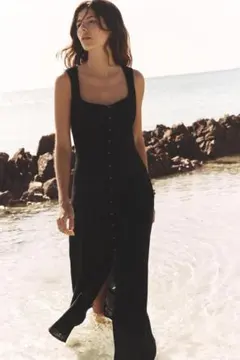 ZARA リネン地ミディ丈ワンピース