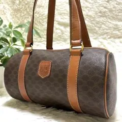 【美品】セリーヌ パピヨン ショルダーバッグ ドラム型 マカダム ミニボストン