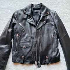 極美品✨ DIESEL ラムレザー ライダースジャケット ダブルファスナー 黒のサムネイル