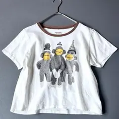 【希少】KAPITAL　ソックスモンキー 天竺 クロップド リンガーTシャツのサムネイル