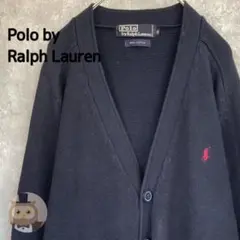 【人気カラー】ポロ ラルフローレン コットン ニット 厚手 カーディガン 古着