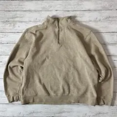 パ*ん様 エルエルビーン ハーフジップ ニット L ベージュ 100%コットン