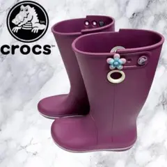 クロックス crocs レインブーツcrocband jaunt パープル 美品のサムネイル