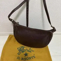 IL BISONTEイルビゾンテ ブラウン ショルダー バッグ レザー 保存袋付