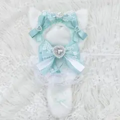 ぬい服 着ぐるみ ちびぐるみ 11cm ねこ 羽付き 緑 ミントグリーン