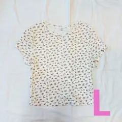 GU Tシャツ 花柄 ポインテールフラワープリントT　L