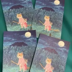 ふわふわガーゼハンカチ⭐️おとぎの国の猫と仲間たち☆月明かりの猫