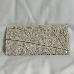 パーティバッグ/和装　アイボリー ビーズ刺繍 クラッチバッグ