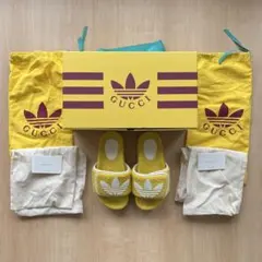 美品 adidas x Gucci コラボサンダル イエロー 厚底サンダル 36